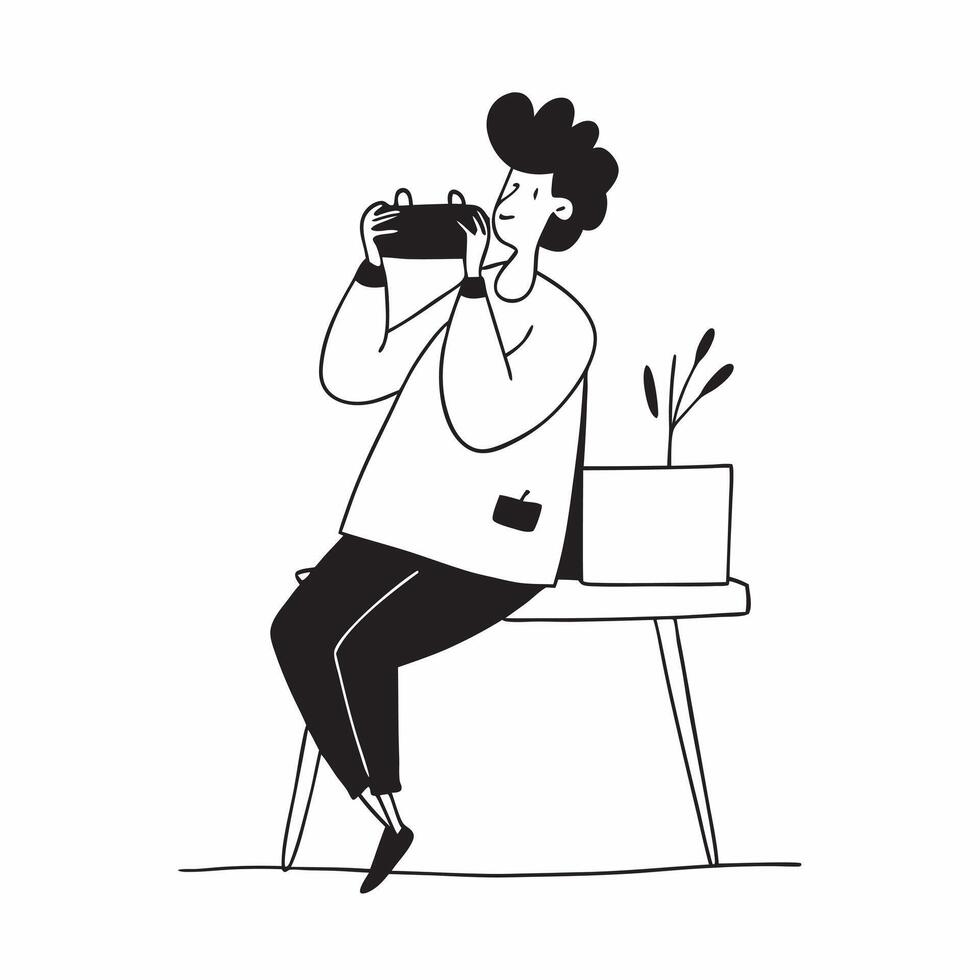 Flat Woman enjoying a cup of tea while reading a book in a quiet park concept as A candid shot of a woman sitting on a bench enjoying a cup of tea while reading a book in a quiet p Cleans vector