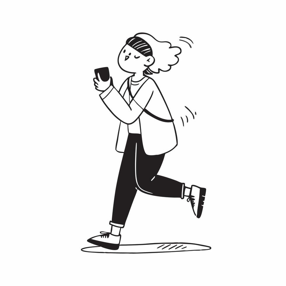 Flat Woman enjoying an iced tea while walking through a bustling city street concept as A candid shot of a woman walking through a bustling city street sipping an iced tea The cam Cleans vector