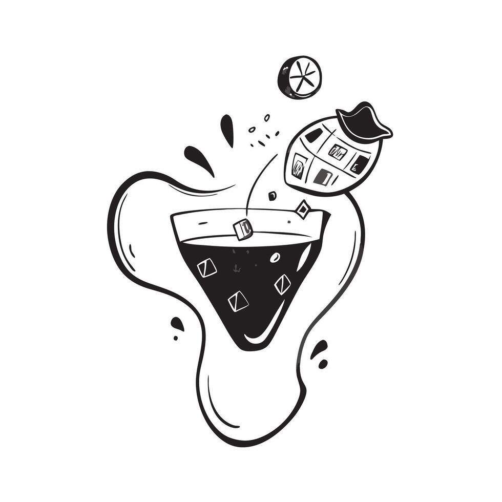 Floating cocktail glass with ice cubes and lemon slices forming a refreshing wave with Cool Off text concept as A cool design featuring a floating cocktail glass with ice cu Cleans vector