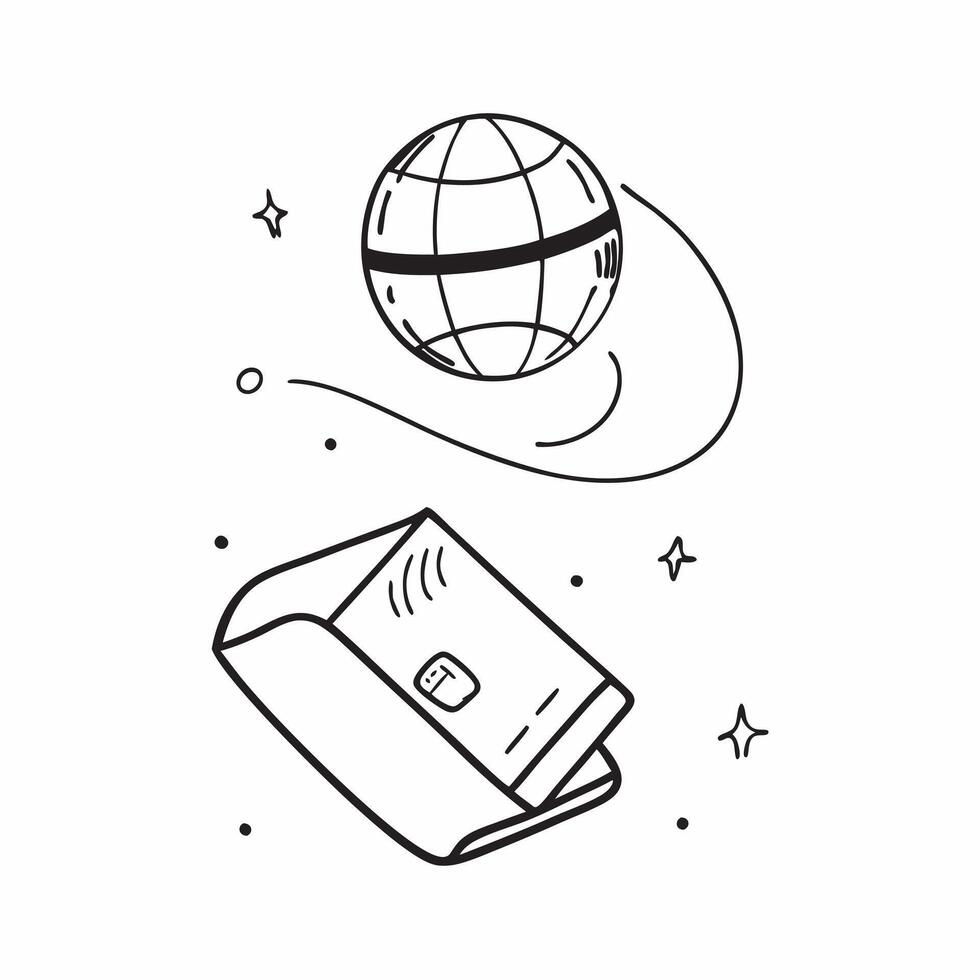 Floating credit card and globe with Global Transactions text concept as A sleek illustration featuring a floating credit card and globe with the text Global Transactions Th Cleans vector