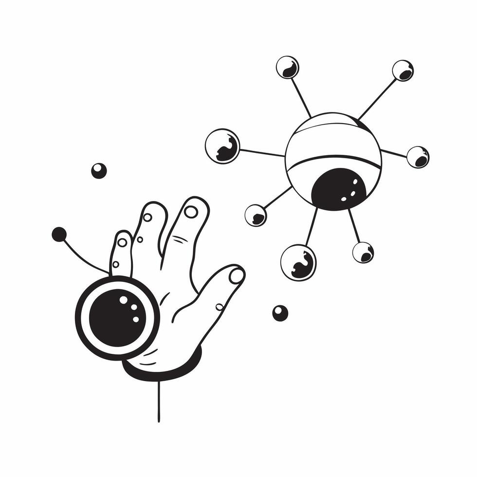 Floating digital spheres with connected nodes on an isolated white background concept as Two floating digital spheres connected by glowing nodes isolated on a white background The Cleans vector