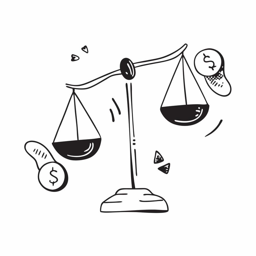 Floating dollar sign and scales with Equity Balance text concept as A illustration featuring a floating dollar sign and scales with the text Equity Balance The elements hov Cleans vector