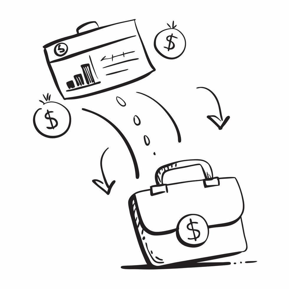 Floating dollar sign and briefcase with Budget Planning text concept as A dynamic illustration of a floating dollar sign and briefcase with the text Budget Planning The des Cleans vector