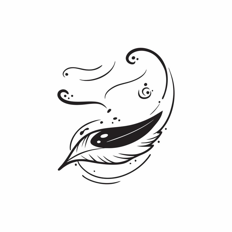 Floating Feather with Abstract Wind Effect and Copy Space concept as A delicate feather floats gently in mid air with an abstract wind effect swirling around it symbolizing the mov Cleans Set 3 vector