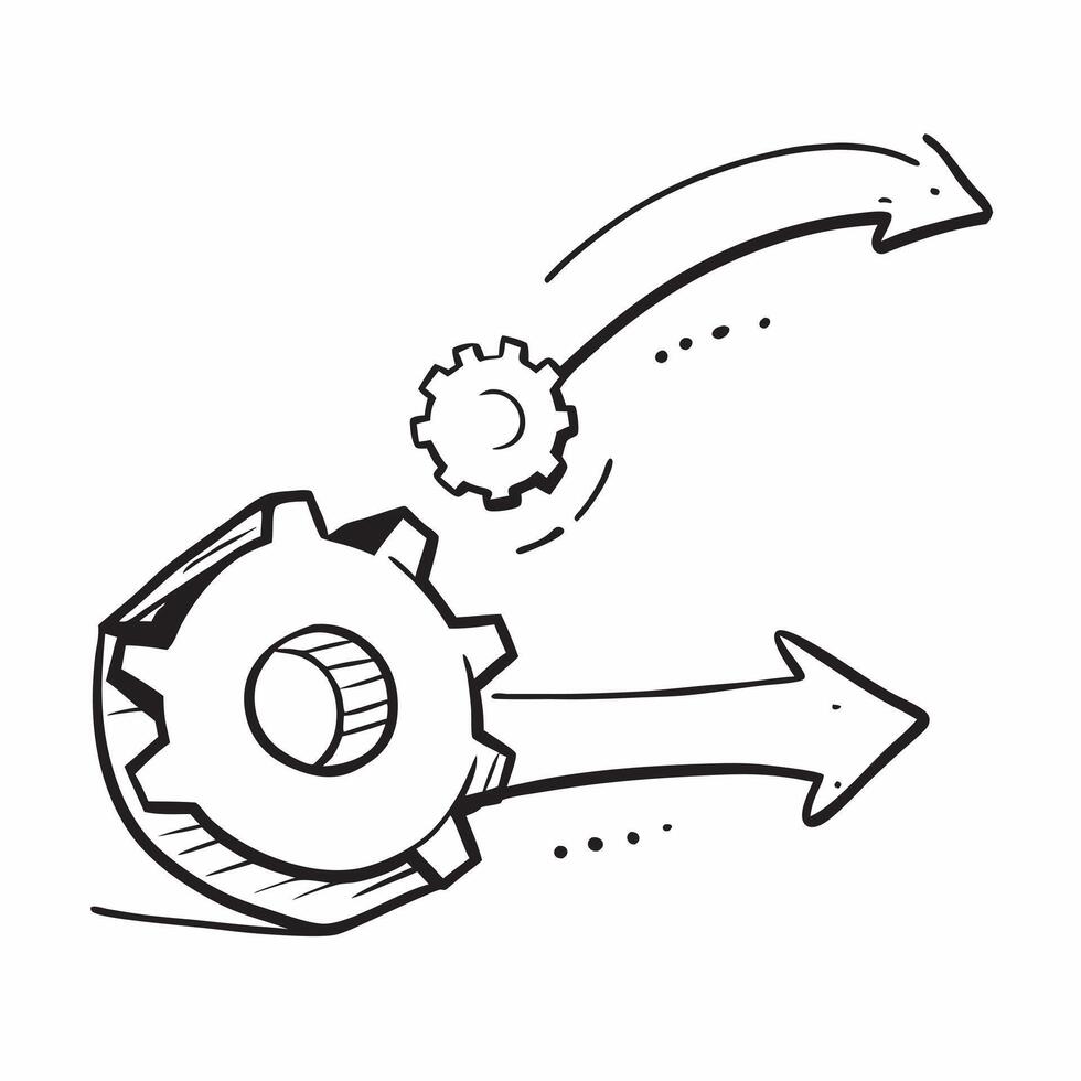 Floating gear and arrow with the word Direction concept as A design showing a gear and an arrow floating in mid air with the word Direction prominently displayed The elemen Cleans vector