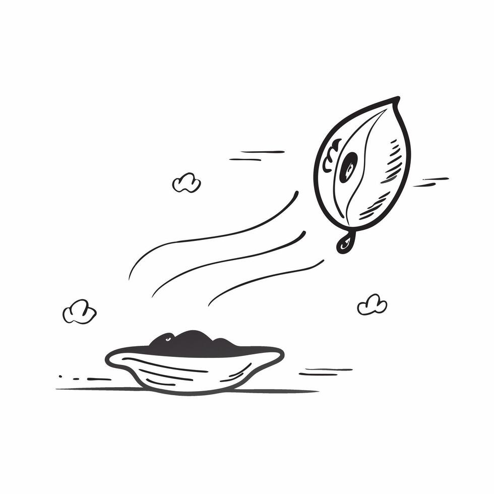Floating Leaf with Abstract Ripple Effect and Copy Space concept as A single leaf slowly rotating in mid air with an abstract ripple effect emanating around it representing a tranq Cleans Set 3 vector