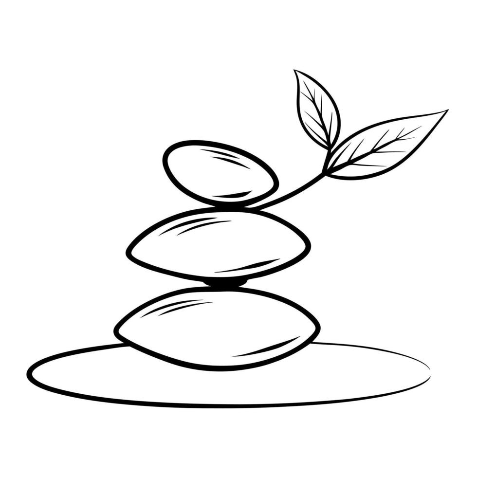 Floating Pebble and Leaf with Zen Moment Text concept as A pebble and leaf floating together in mid air with Zen Moment text subtly included at the bottom The elements are isolate Cleans Set 2 vector