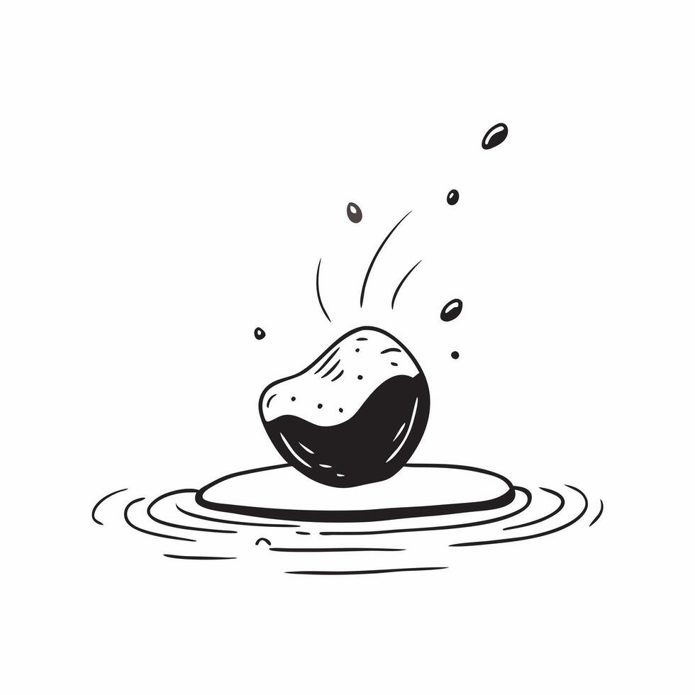 Floating Pebble and Ripple with Tranquil Waters Text concept as A small pebble and ripple appearing to float together with Tranquil Waters text subtly included at the bottom The e Cleans Set 3 vector