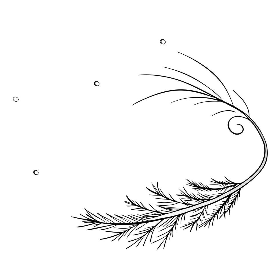 Floating Pine Needle with Abstract Snowfall and Copy Space concept as A pine needle floats gently in mid air with abstract snowfall swirling around it symbolizing the calm of a win Cleans Set 2 vector