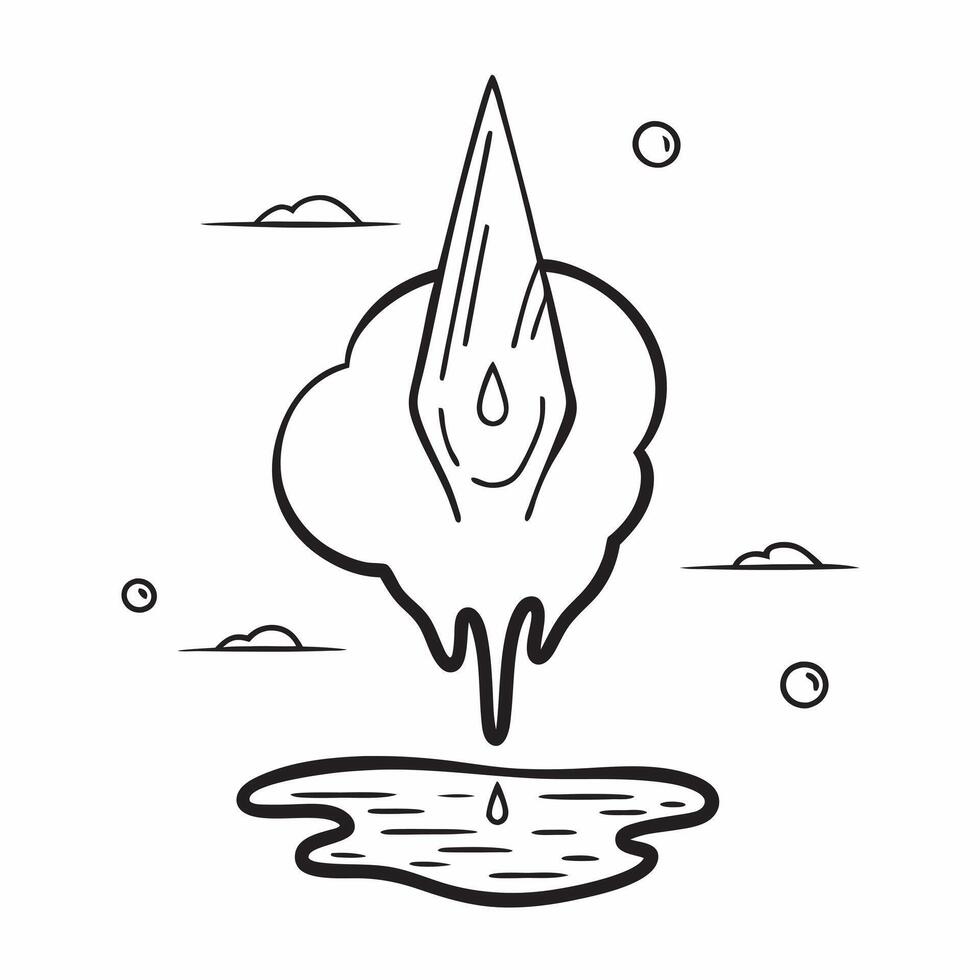 Floating Rain Drop and Thunder Symbol with Stormy Skies Text concept as A rain drop and thunder symbol floating together in mid air with Stormy Skies text subtly included at the bo Cleans Set 3 vector