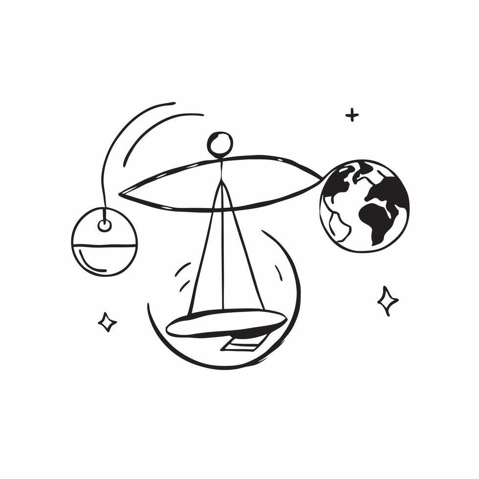Floating scales and globe with Global Equity text concept as A design featuring floating scales and a globe with the text Global Equity The elements are isolated on a white Cleans vector