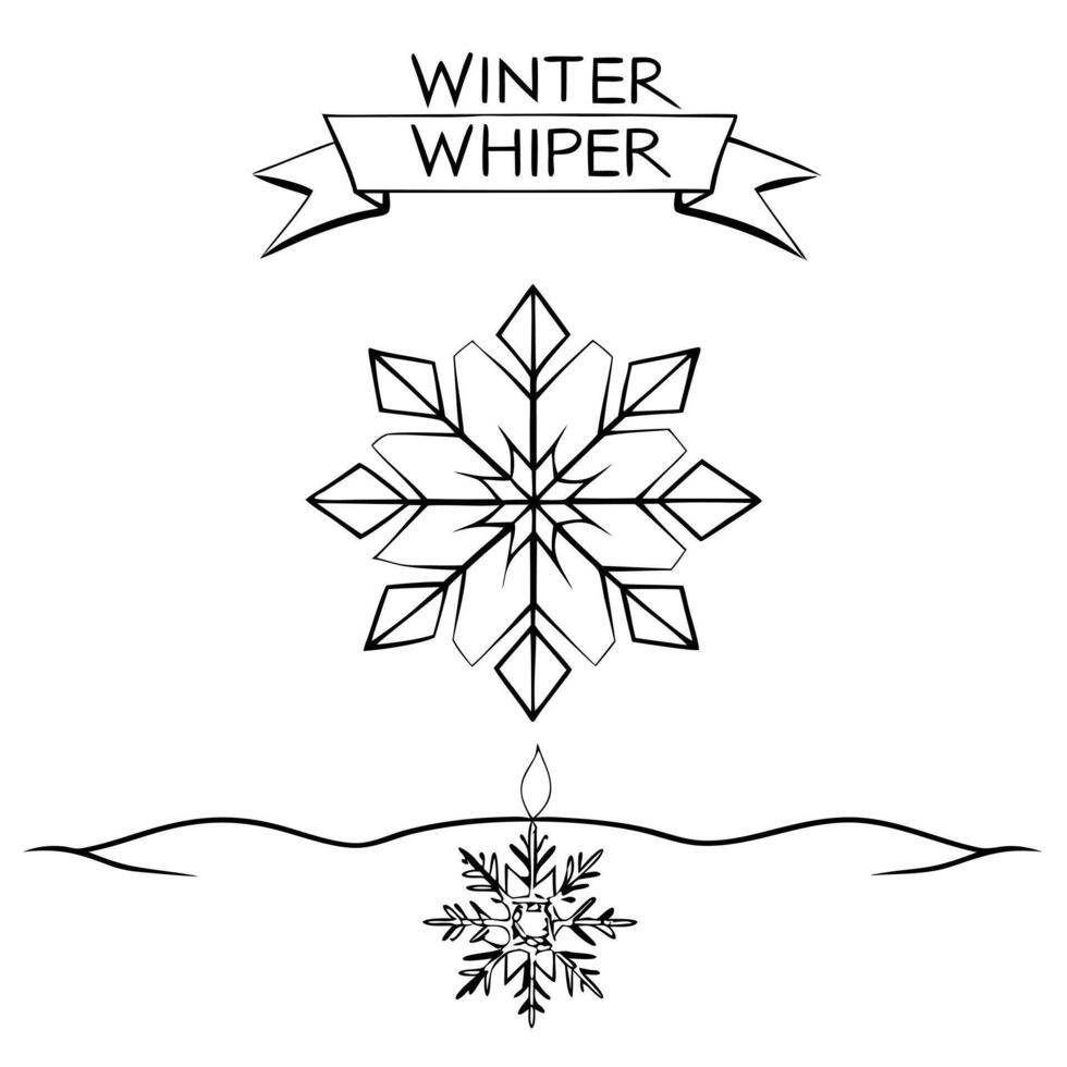 Floating Snowflake and Ice Crystal with Winter Whisper Text concept as A snowflake and ice crystal floating in mid air with Winter Whisper text at the bottom The elements are isol Cleans Set 2 vector