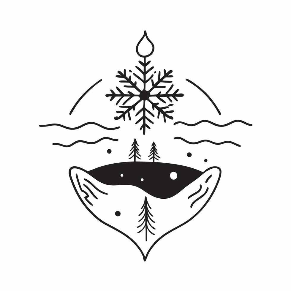 Floating Snowflake and Pine Needle with Winter Calm Text concept as A snowflake and pine needle floating together in mid air with Winter Calm text subtly included at the bottom Th Cleans Set 3 vector