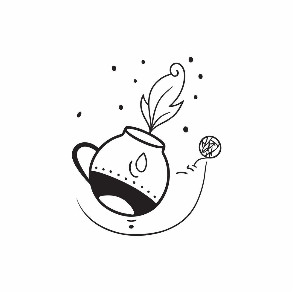 Floating tea kettle with steam forming a floral pattern with Blossom Bloom text concept as A delicate design of a floating tea kettle with steam forming a floral pattern a Cleans vector