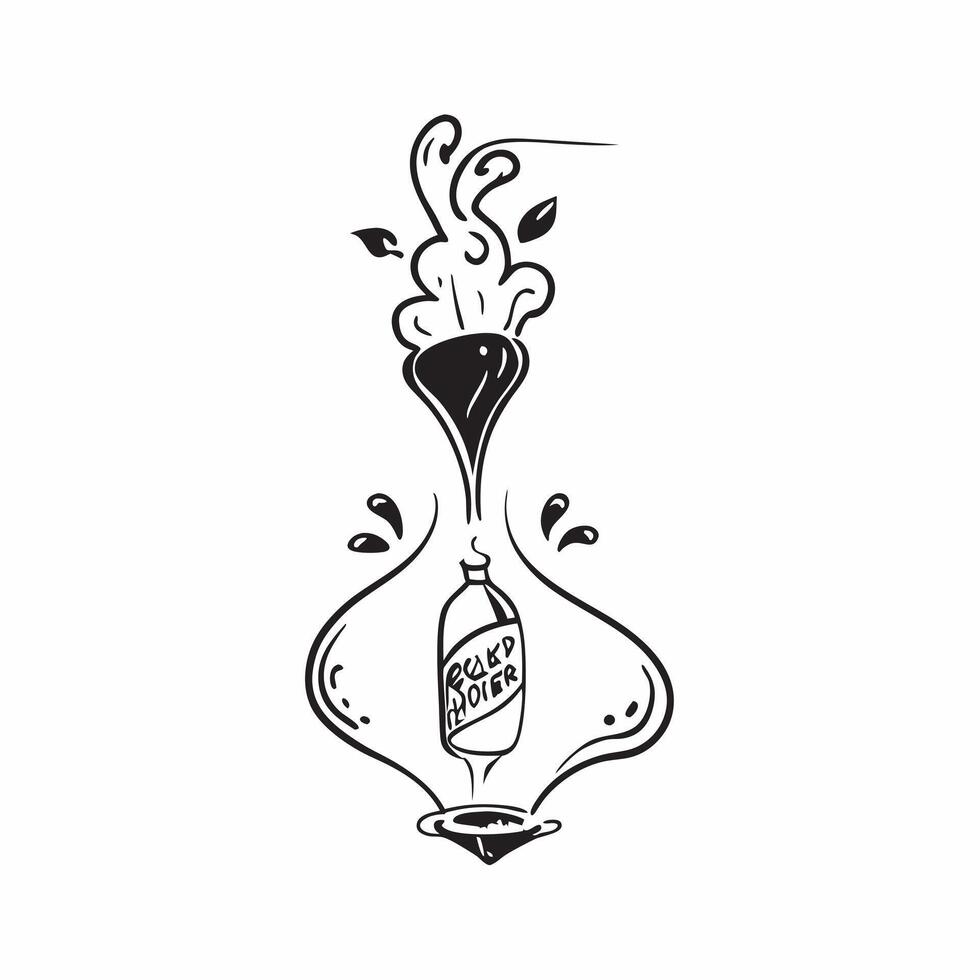 Floating wine bottle with pouring liquid forming a vine with Rich Full text concept as A luxurious design featuring a floating wine bottle with pouring liquid creating a v Cleans vector