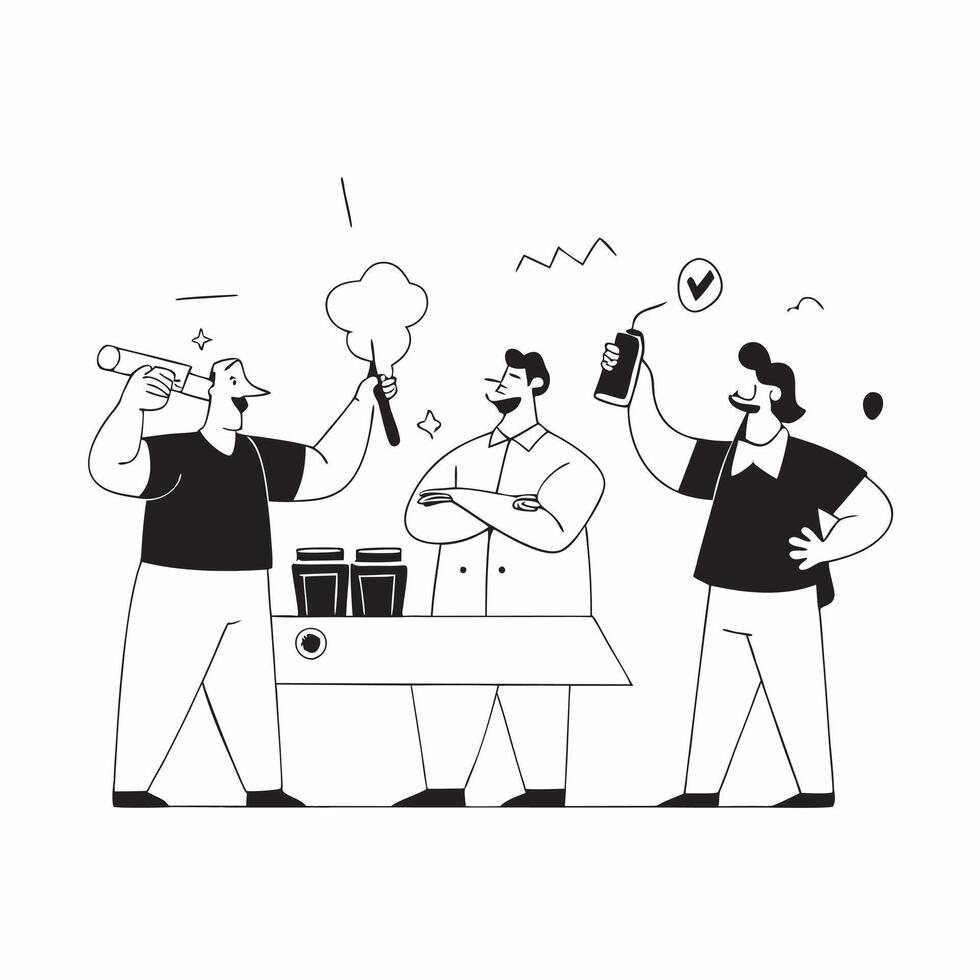 Friends laughing and enjoying drinks at a barbecue party concept as A candid shot capturing friends laughing and enjoying drinks at a barbecue party The camera captures the fun re Cleans vector