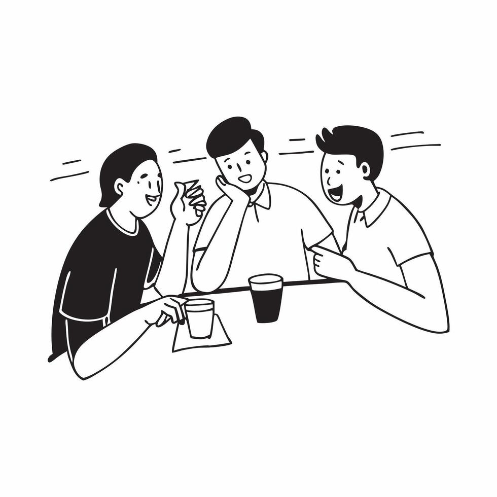 Friends enjoying a coffee on a sunny morning at an outdoor Cafe concept as A candid shot capturing friends laughing and enjoying their coffee at an outdoor Cafe on a sunny morning Cleans vector