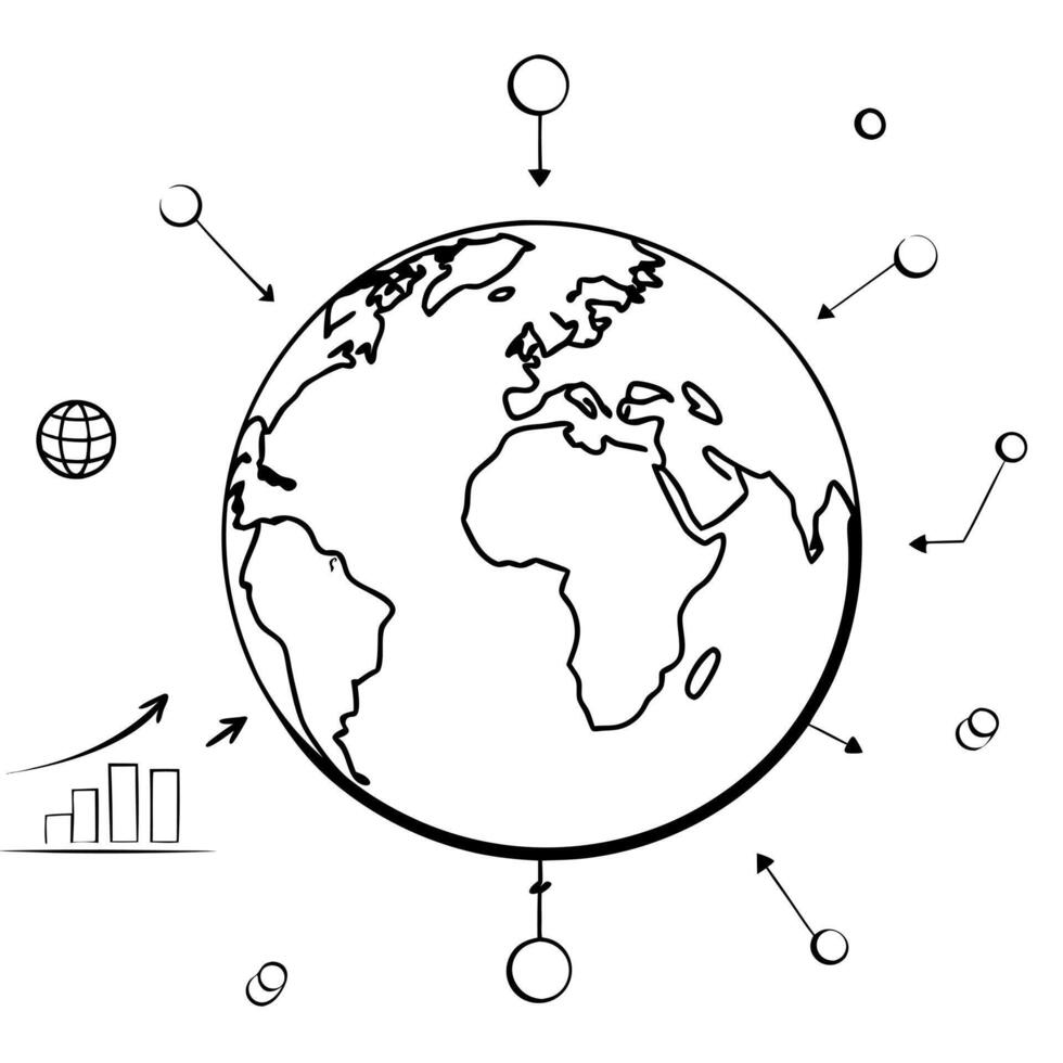 Globe icon with data points hovering around concept as A globe icon with various data points floating around it isolated on a white background This design represents global data a Cleans Set 2 vector