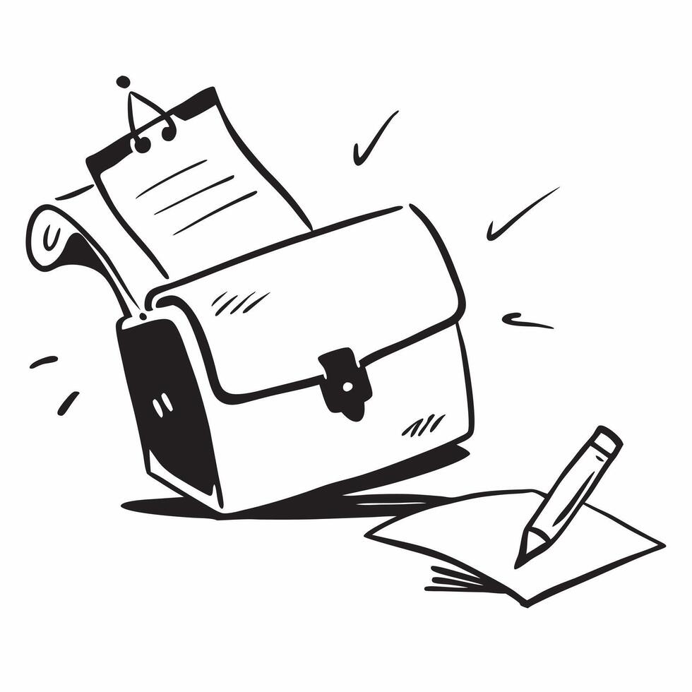 Glossy briefcase with marketing documents and a fountain pen concept as A close up of a glossy briefcase slightly open with marketing documents and a fountain pen inside placed on Cleans vector