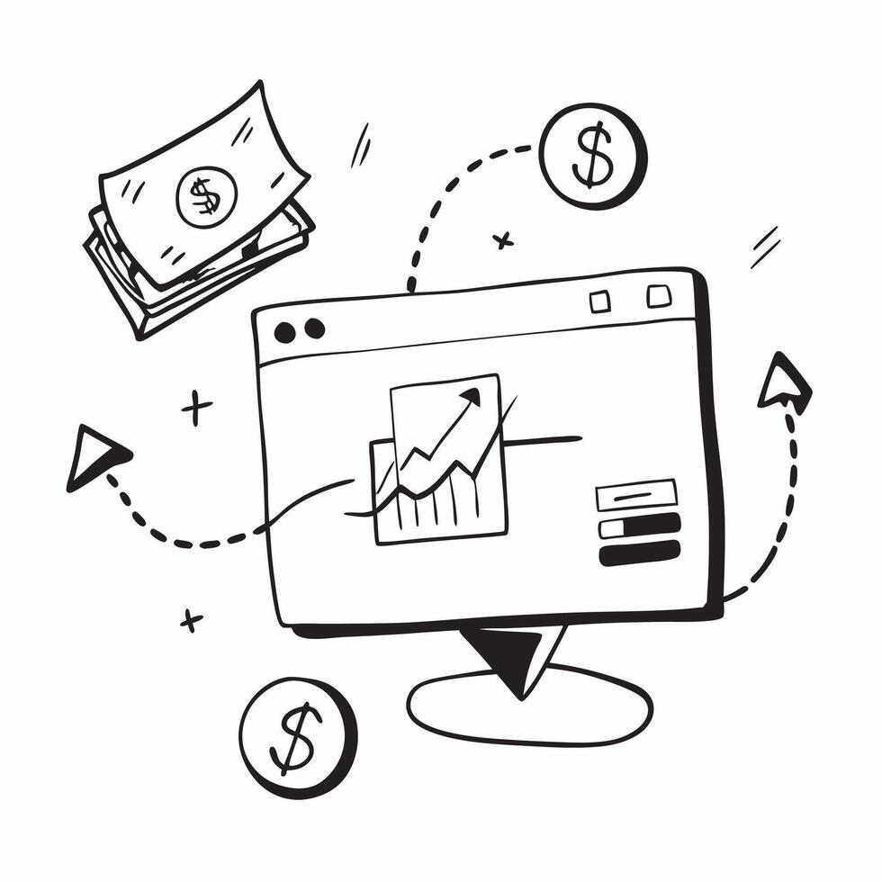 Glossy desktop monitor with holographic financial dashboards and currency symbols concept as A medium angle shot of a glossy desktop monitor displaying holographic financial dashbo Cleans Set 2 vector