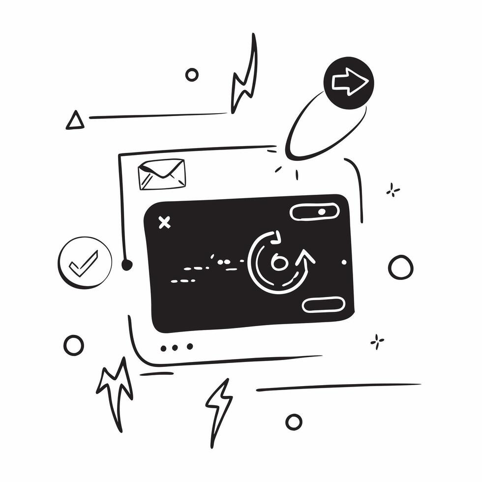 Glossy digital interface with futuristic icons as a tech presentation background concept as A glossy digital interface background with futuristic icons softly glowing against a dar Cleans vector