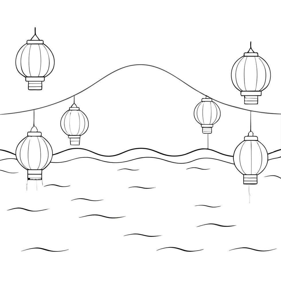 Glossy Lake with Floating Lanterns for Mid Autumn Festival concept as A glossy lake background with floating lanterns reflecting the serene and peaceful atmosphere of the Mid Autum Cleans Set 2 vector
