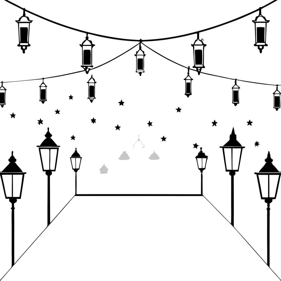 Glossy Lantern Festival Street Background concept as A glossy reflective street background filled with glowing lanterns hanging above creating a vibrant and festive atmosphere The Cleans vector