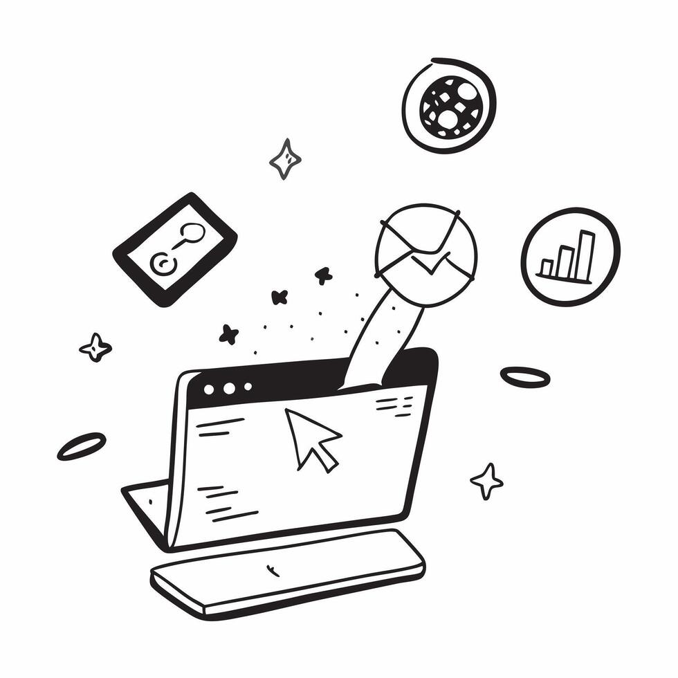 Glossy laptop with holographic branding icons and campaign metrics concept as A close up shot of a glossy laptop displaying floating holographic branding icons and campaign metrics Cleans vector