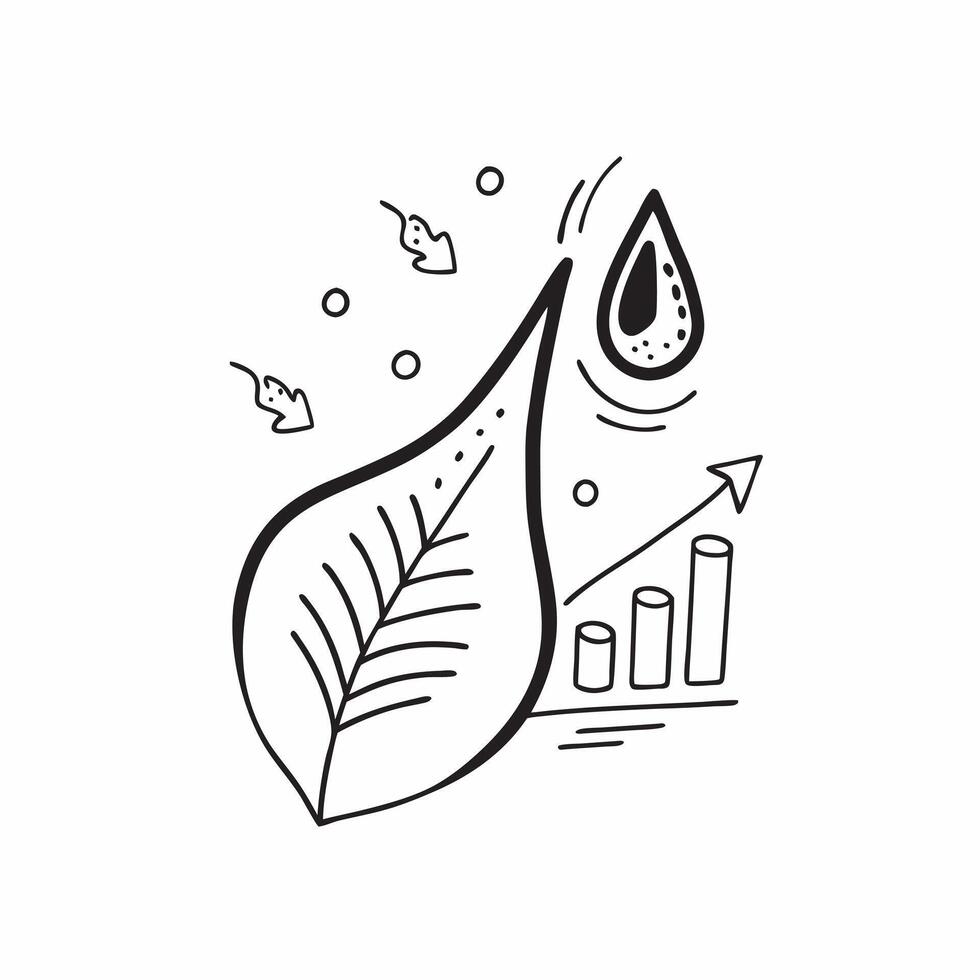Glossy leaf and water droplet with holographic hydration and growth data concept as A sleek image featuring a glossy leaf and water droplet with floating holographic data represent Cleans vector
