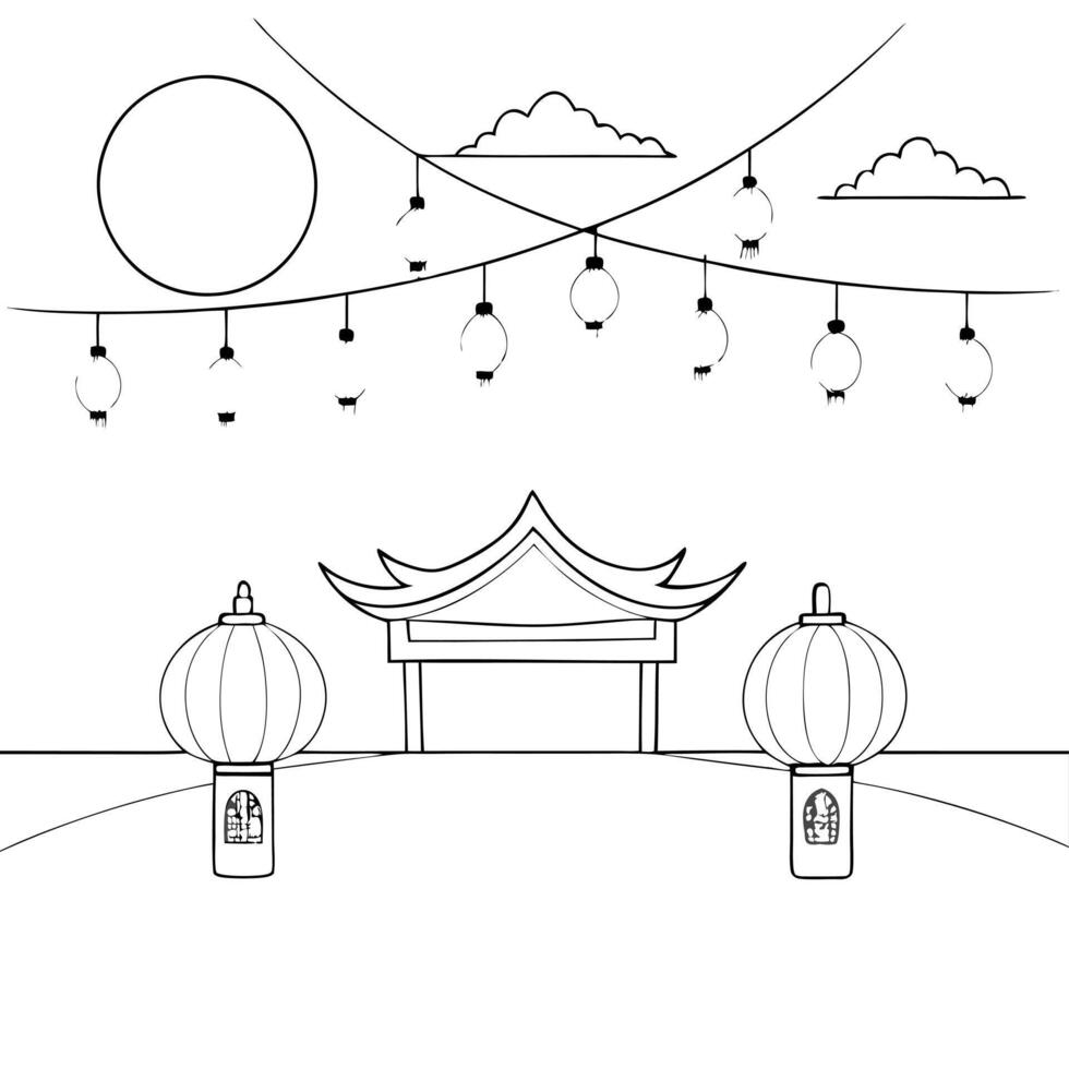Glossy Rooftop Party with Lanterns for Mid Autumn Festival concept as A glossy rooftop party background with glowing lanterns and festive decorations offering a vibrant and modern Cleans Set 2 vector