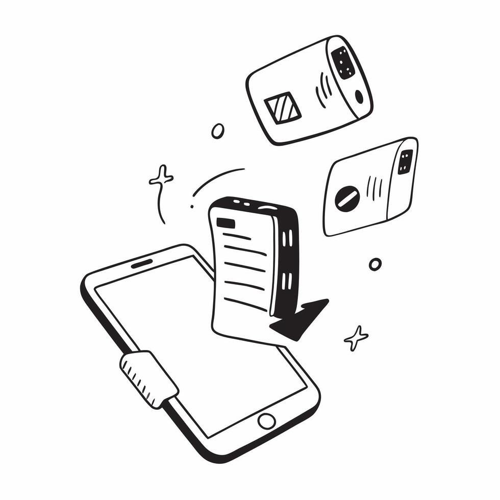 Glossy smartphone with floating holographic coins and a calculator display concept as A straight on shot of a glossy smartphone with floating holographic coins and a calculator dis Cleans Set 4 vector