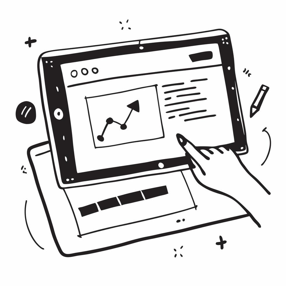 Glossy tablet on a marketing officers desk with campaign analytics concept as A close up shot of a glossy tablet on a marketing officers desk displaying campaign analytics The ref Cleans vector