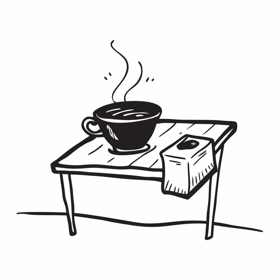 Glossy wooden table with soft light highlighting a teacup silhouette concept as A warm close up shot of a glossy wooden table with soft light highlighting the silhouette of a teacu Cleans vector