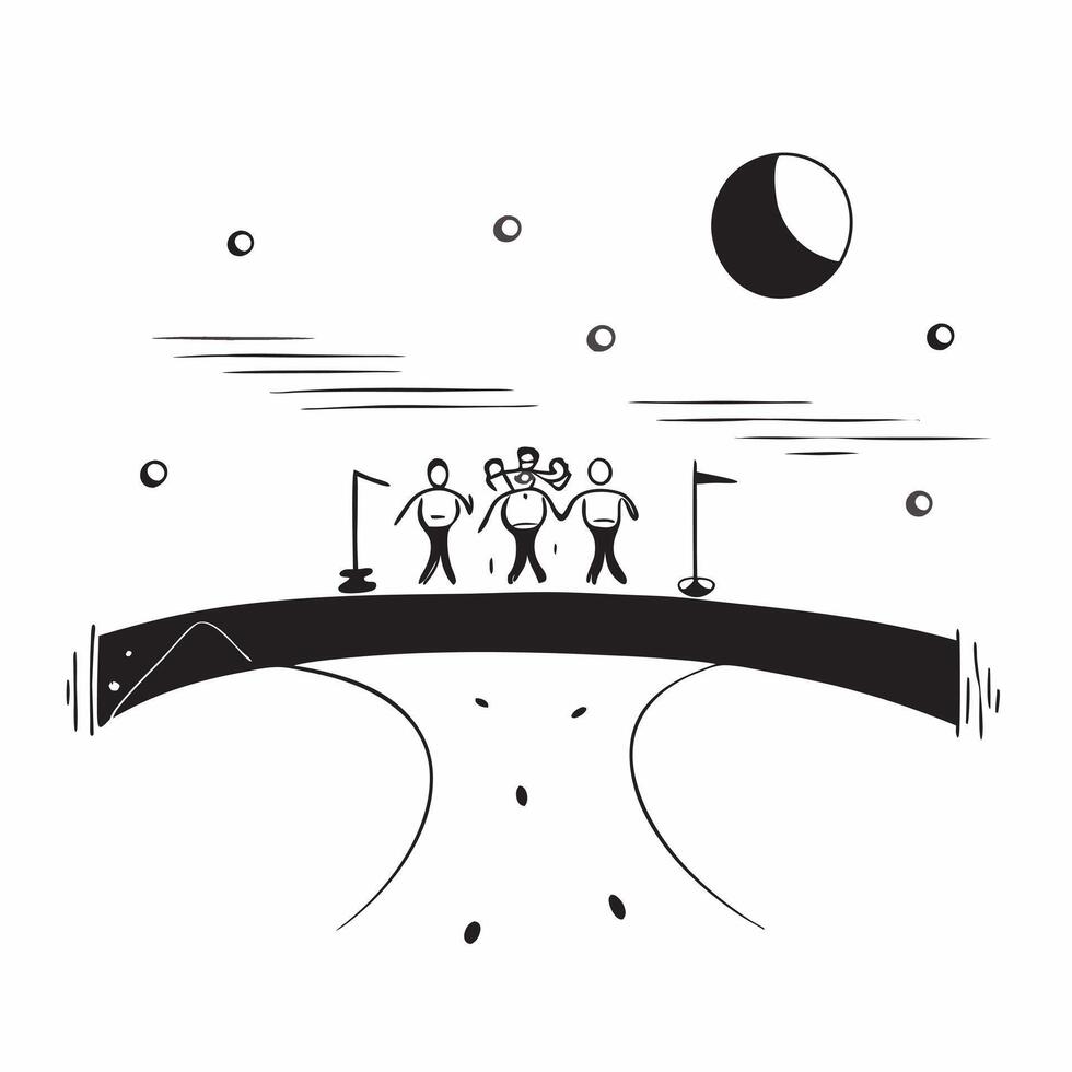 Glowing Abstract Bridge Crossing concept as A glowing abstract depiction of people crossing a bridge under the full moon during the Mid Autumn Festival with luminous waves and swir Cleans Set 3 vector