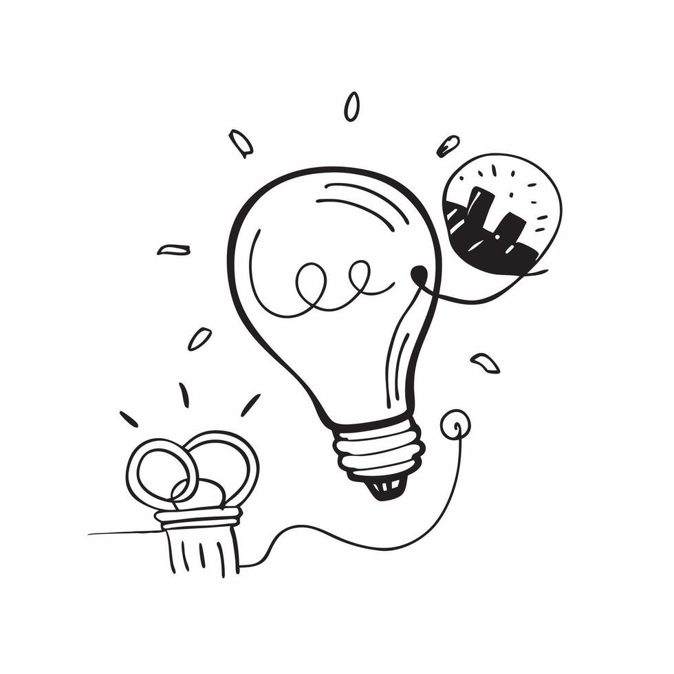 Glowing abstract light bulb with marketing ideas flowing out concept as A captivating image of a glowing abstract light bulb with marketing ideas flowing out in vibrant streams Th Cleans vector