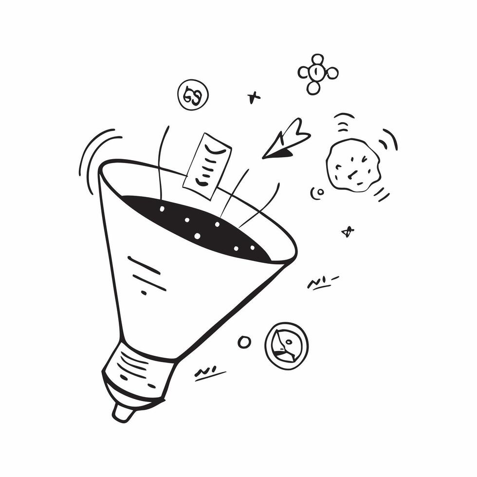 Glowing abstract marketing funnel with floating conversion symbols concept as A captivating visual of a glowing abstract marketing funnel with floating conversion symbols The came Cleans vector