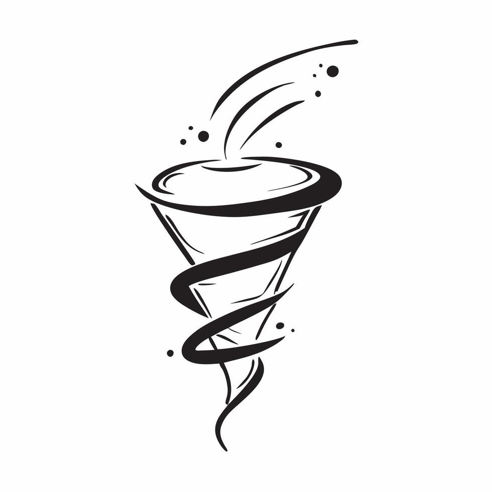 Glowing abstract spiral forming a martini glass concept as A glowing spiral of light twists into the shape of a martini glass set against a dark background The camera follows the Cleans vector