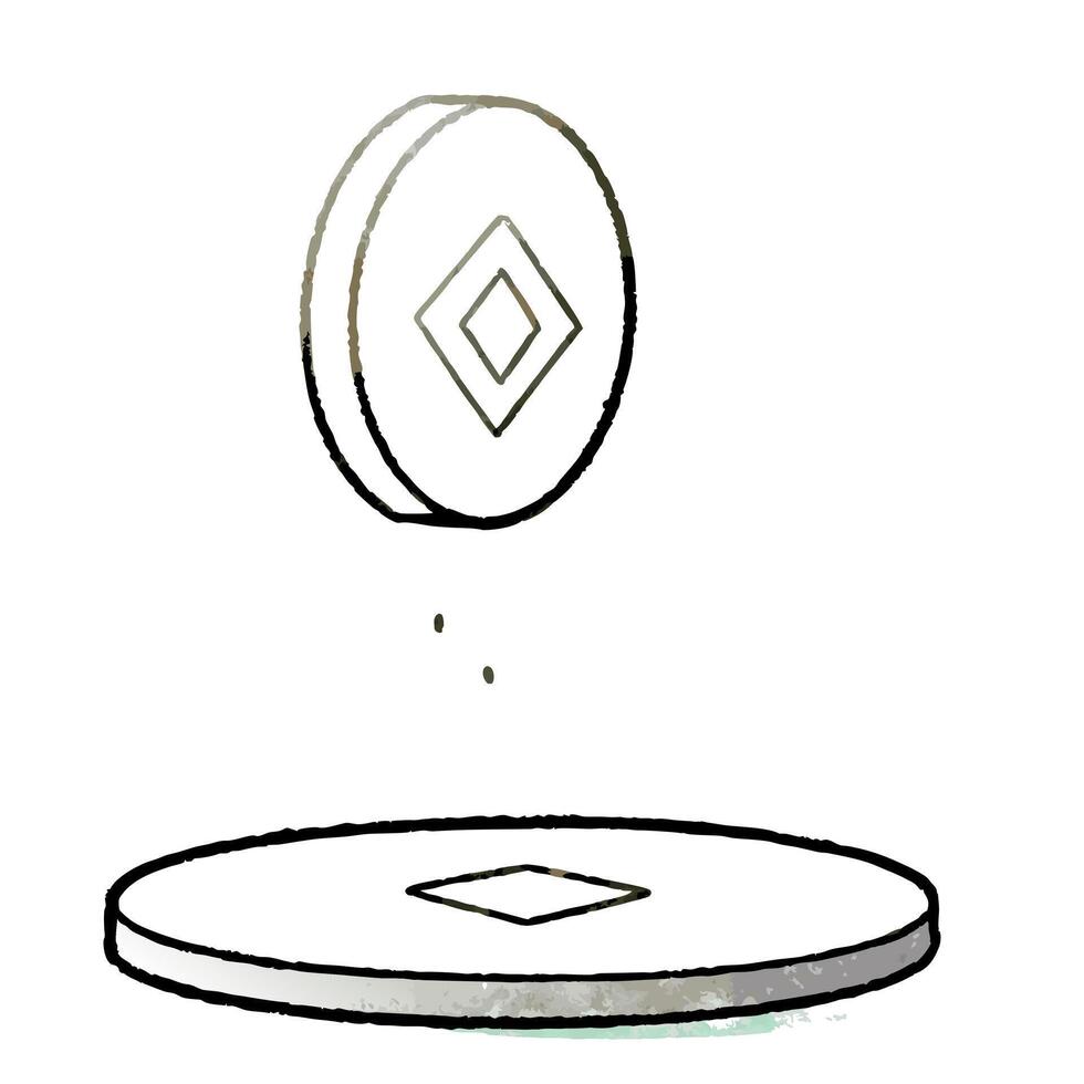 Glowing holographic coin with Labh Pancham symbol and copy space concept as A glowing holographic coin with the Labh Pancham symbol floating in mid air isolated against a white bac Cleans vector