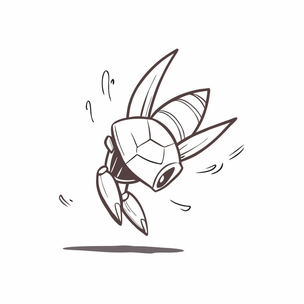 Hovering robotic insect with metallic wings on an isolated white background concept as A robotic insect floating mid air with metallic wings spread wide all isolated against a whit Cleans vector