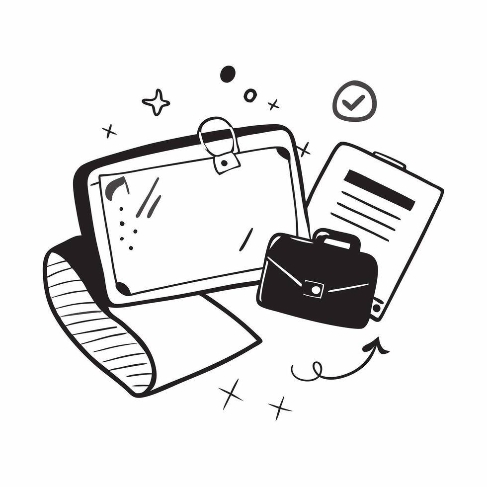 Laptop and briefcase border frame with Digital Marketing text and copy space concept as A dynamic border frame featuring a laptop and briefcase at opposite corners with the text Di Cleans vector