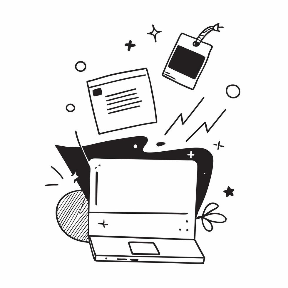 Laptop and smartphone border frame with Digital Strategy text and copy space concept as A dynamic border frame featuring a laptop and smartphone at the top and bottom with the text Cleans vector
