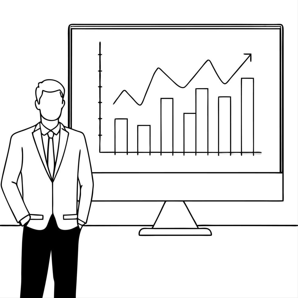 Logistics manager monitoring glossy supply chain data concept as A logistics manager is focused on a series of glossy supply chain data charts displayed on a large screen The back Cleans vector