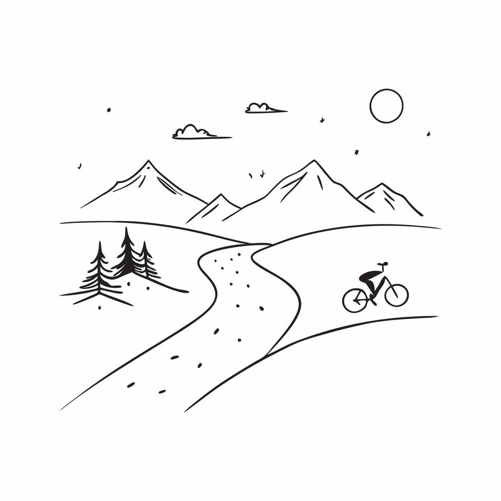 Mountain Biker on Glossy Trail through Misty Forest concept as A mountain biker riding along a glossy trail through a misty forest with soft light filtering through the trees The Cleans Set 3 vector