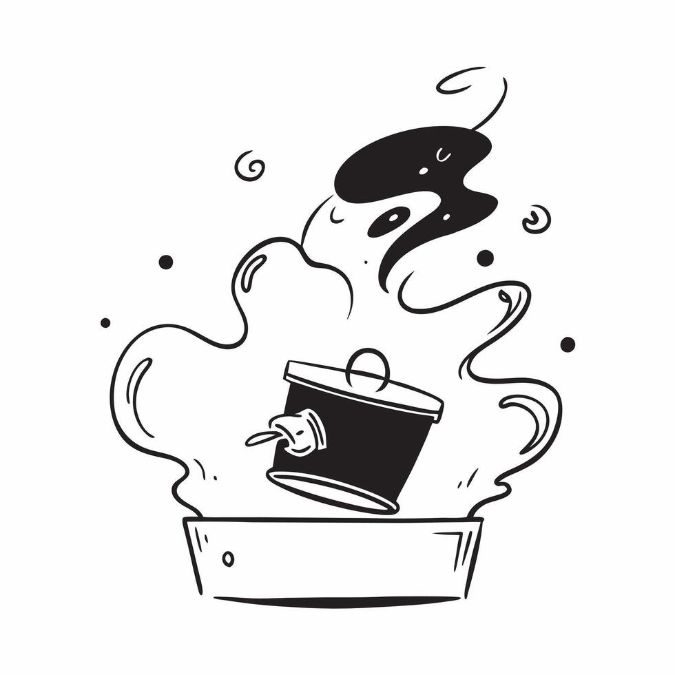 Neon glowing abstract smoke forming a teacup concept as Neon glowing abstract smoke swirls and forms the silhouette of a teacup set against a dark moody background The camera foll Cleans vector