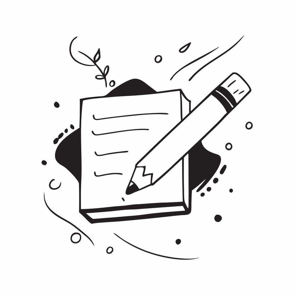Pencil and notepad border frame with Content Creation text and copy space concept as A dynamic border frame featuring a pencil and notepad at opposite corners with the text Content Cleans vector