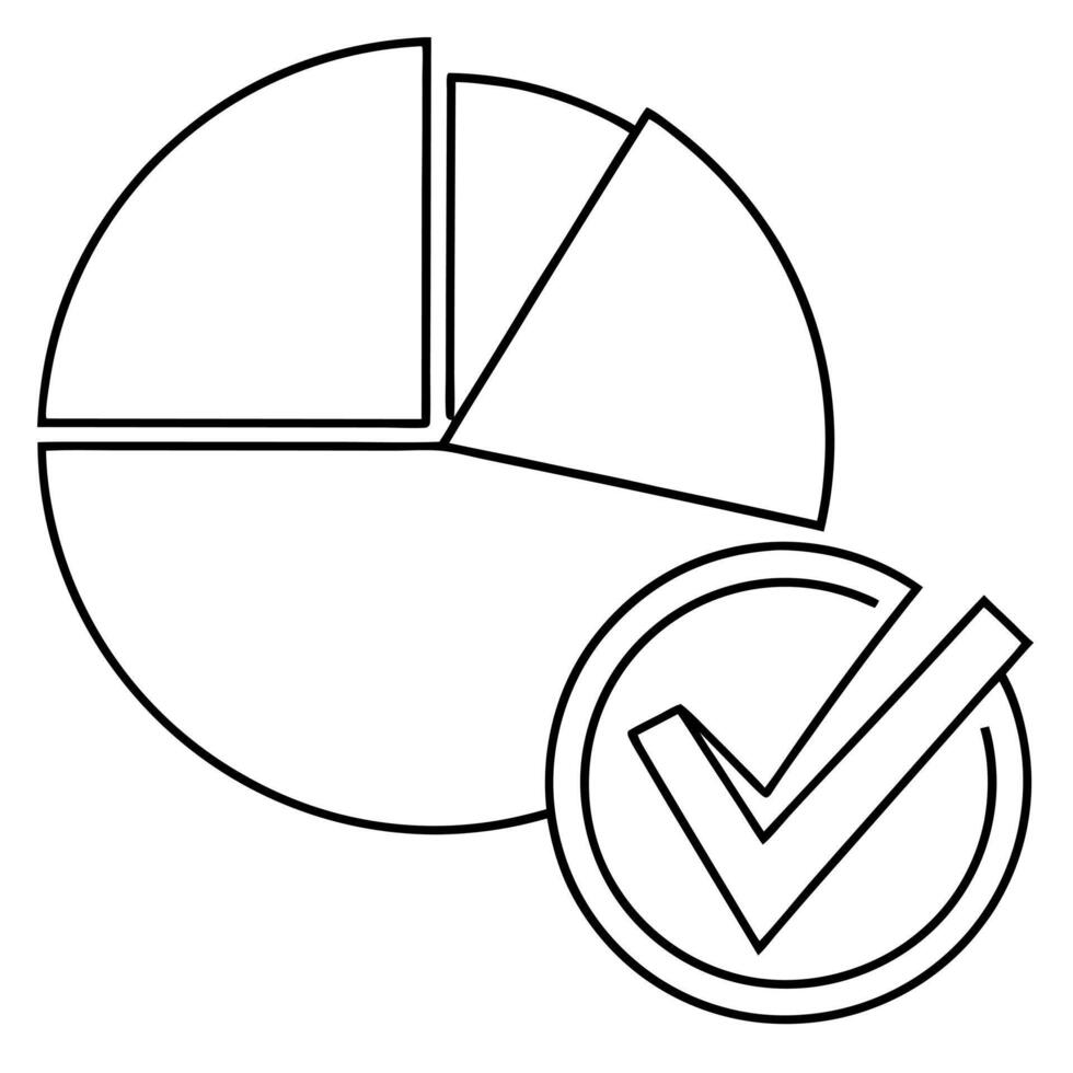 Pie chart with a checkmark concept as A pie chart icon with a checkmark overlay isolated on a white background The elements together represent validated data and successful analys Cleans vector