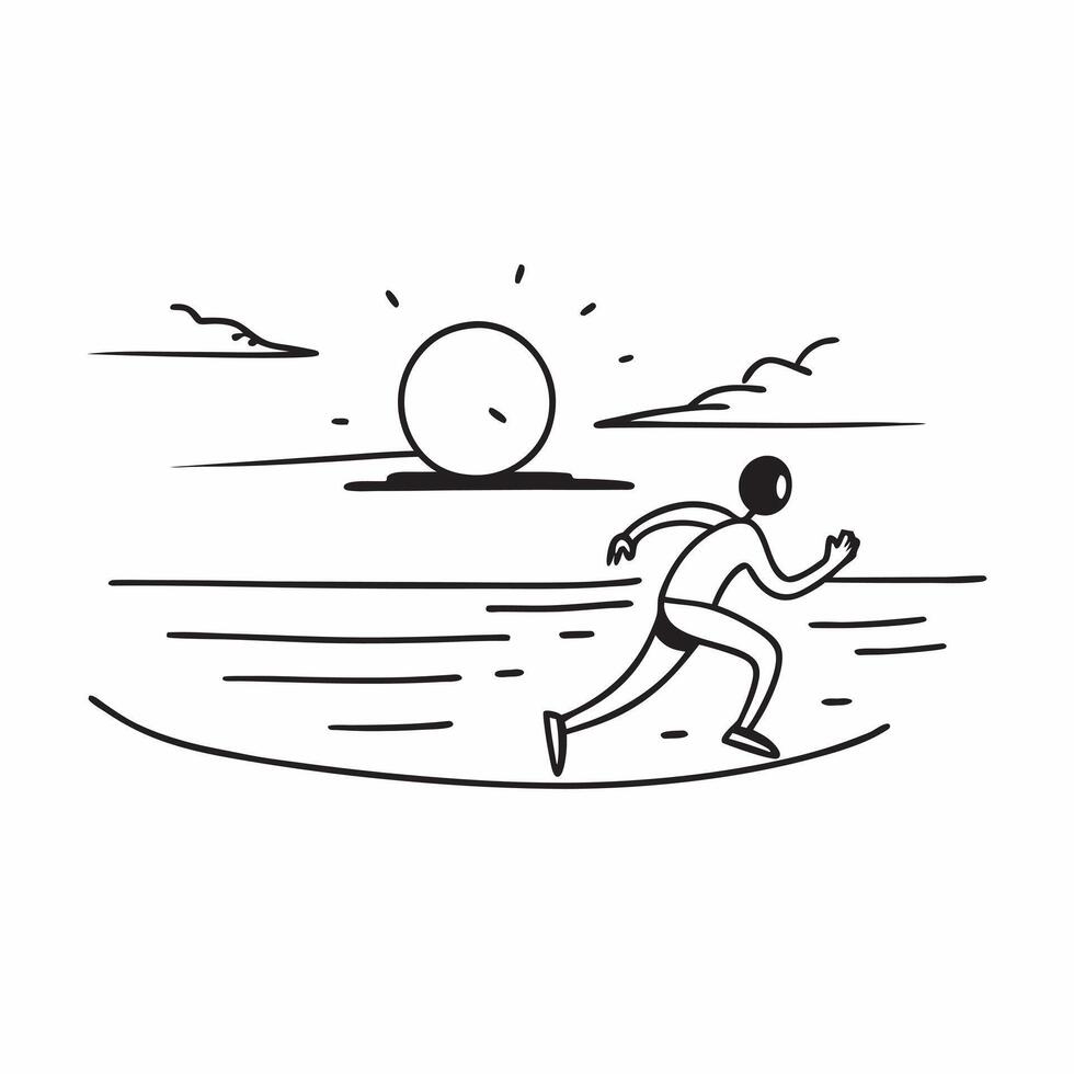 Runner on a Glossy Beach at Sunset concept as A runner sprinting along a glossy beach with the sun setting on the horizon creating a golden glow on the sand The scene captures the Cleans Set 3 vector