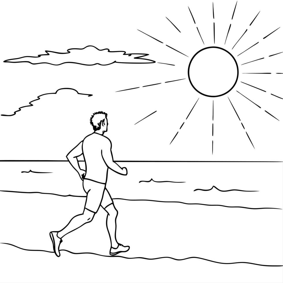 Runner on a Glossy Beach at Sunset concept as A runner sprinting along a glossy beach with the sun setting on the horizon creating a golden glow on the sand The scene captures the Cleans vector