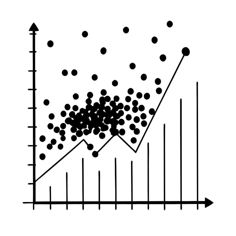 Scatter plot with floating data points concept as A scatter plot with data points floating slightly above the axes isolated on a white background The design emphasizes detailed da Cleans vector