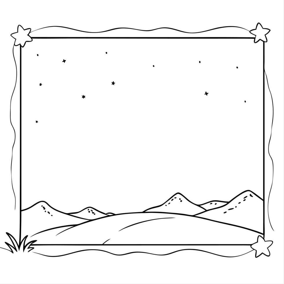 Starry Sky and Desert Border Frame with Copy Space concept as A border frame with a starry sky and desert landscape at opposite ends offering generous copy space in the center End Cleans Set 2 vector